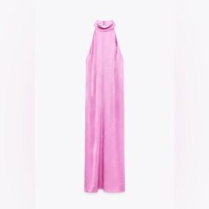Zara Satin Halter Dress - Mid length open back